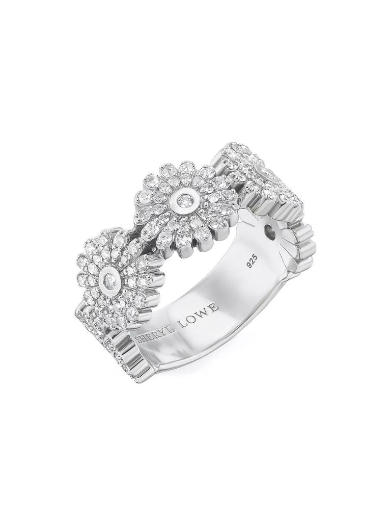 Sheryl Lowe Sterling Silver & 1.15 TCW Diamond Daisy Ring