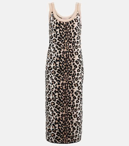 Valentino Leopard jacquard bodycon midi dress 1
