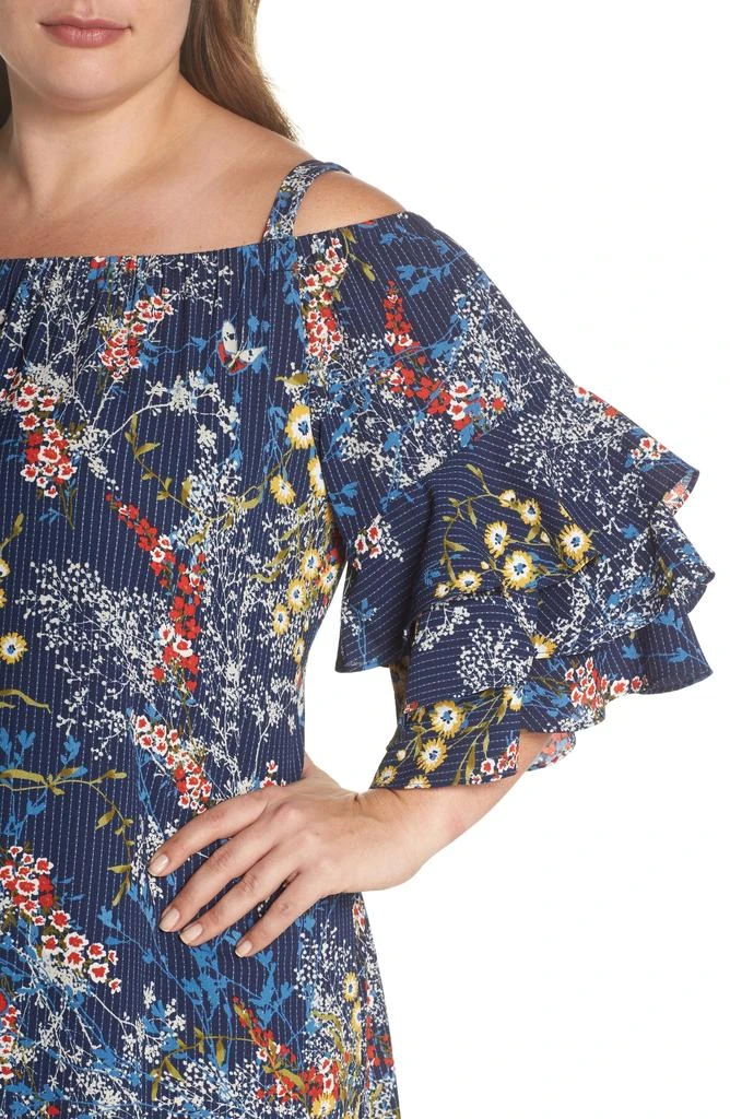 Gabby Skye Gabby Sky Floral Tiered Sleeve Off the Shoulder Dress 4