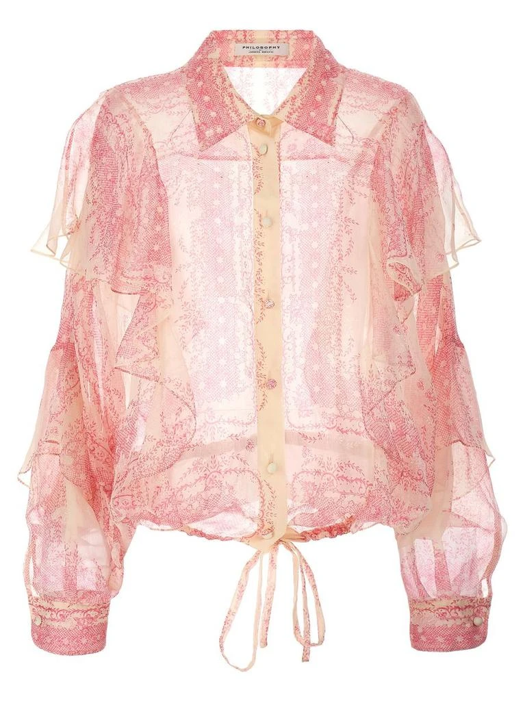PHILOSOPHY di LORENZO SERAFINI Philosophy Di Lorenzo Serafini Silk Crépon Shirt Ruffles 1