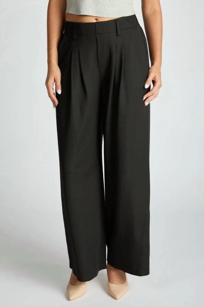 LOIT Loit - Wide Leg Waffle Textured Pleated Pants