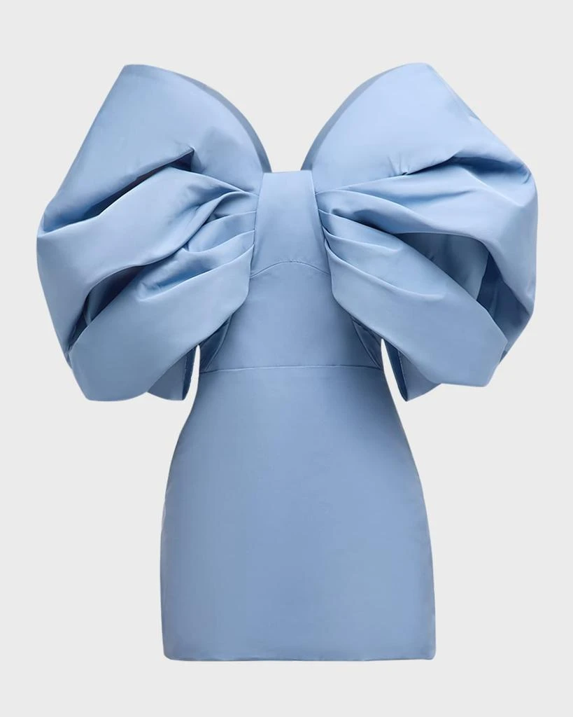 Oscar de la Renta Draped Bow-Sleeve Mini Dress With Train 1