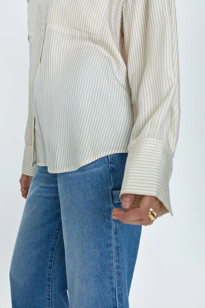 Pistola Denim Nellie Oversized Shirt - Tan Pinstripe 4