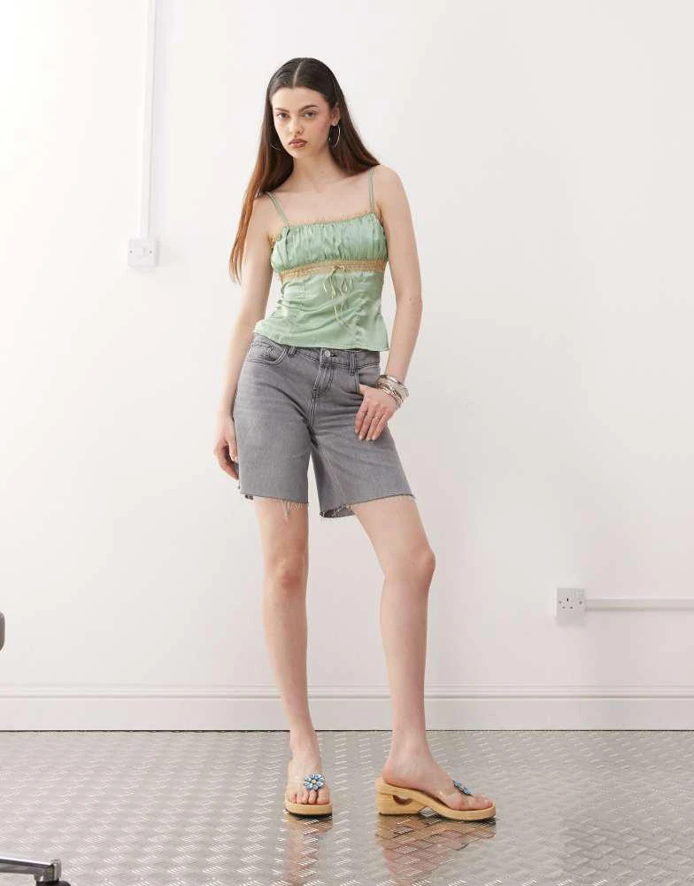 Reclaimed Vintage Reclaimed Vintage lingerie cami top with antique lace in mint green 3