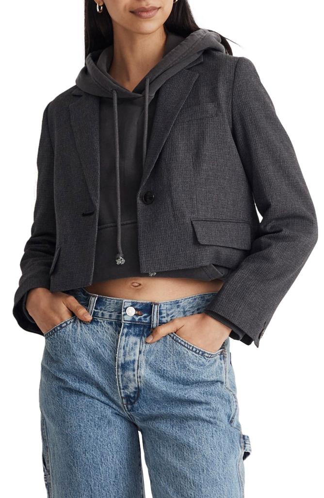 Madewell The Sutter Plaid Crop Blazer