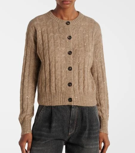 Brunello Cucinelli Cable-knit sequined cardigan 6