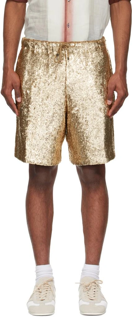 Dries Van Noten Gold Sequinned Shorts 1