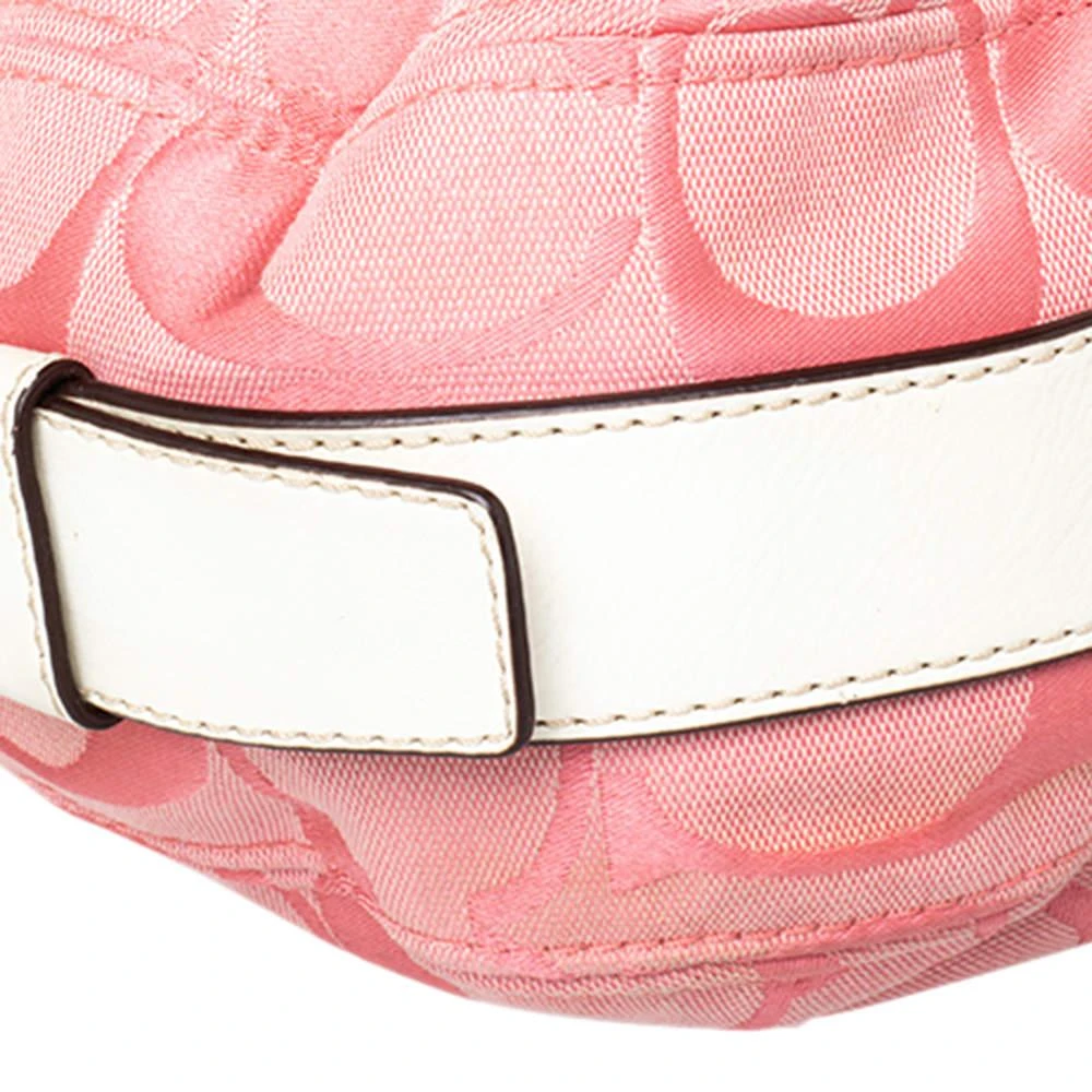 Coach Coach Pink/White Signature Canvas and Leather Hobo 10
