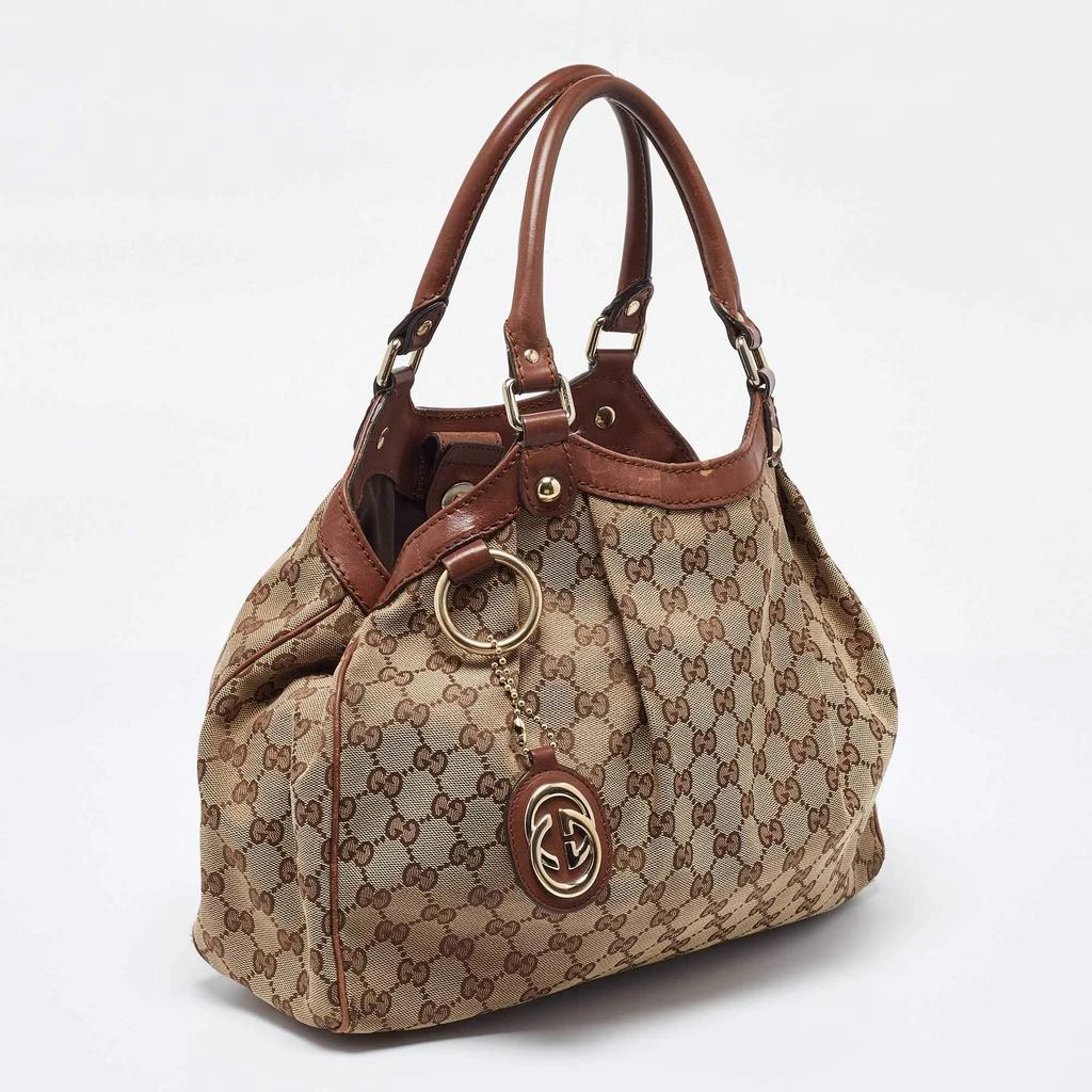 Gucci Gucci Beige/Brown GG Canvas and Leather Medium Sukey Tote 3
