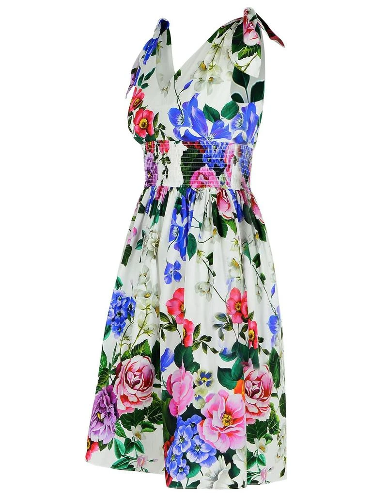 knee length dresses for ladies Dolce & Gabbana Beige Floral Sleeveless Round Neck Mini Dress IT38|XS main image 0