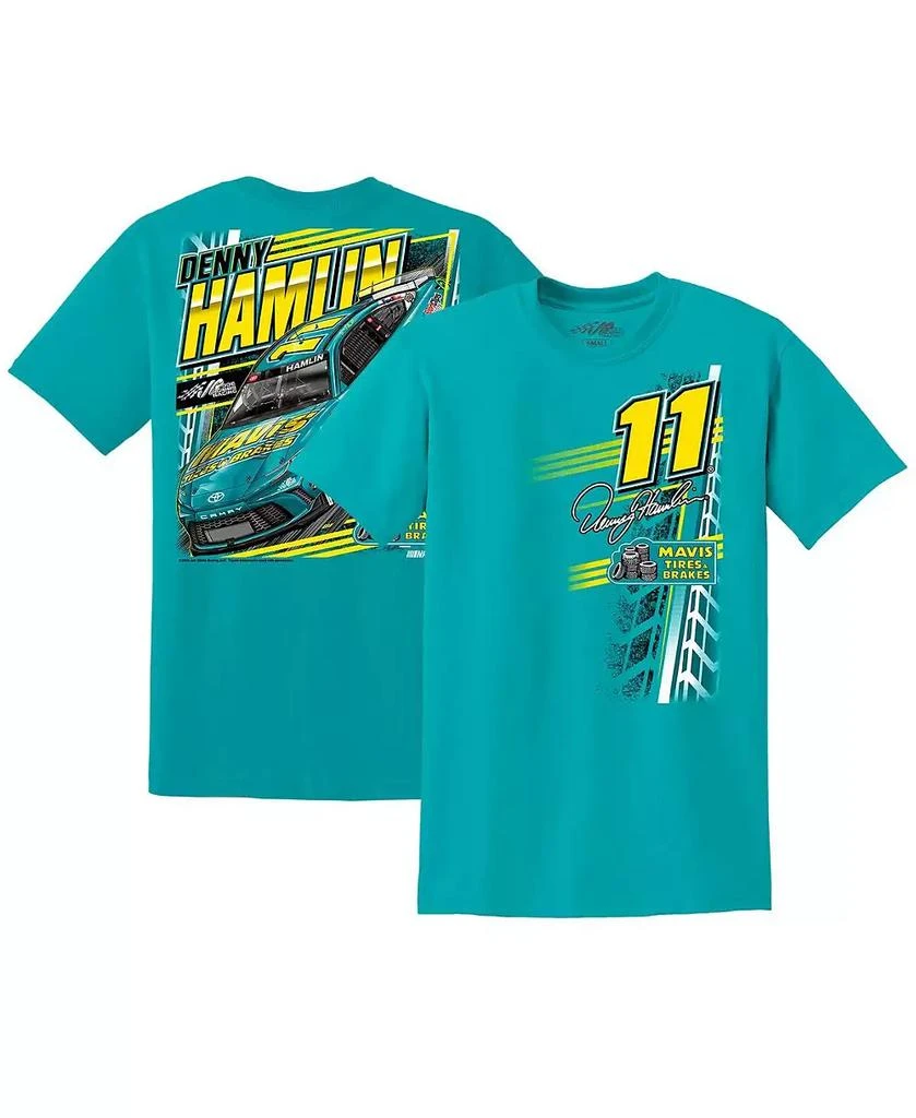 Joe Gibbs Racing Team Collection Men's Teal Denny Hamlin Mavis Tires Brakes Car T-Shirt 1