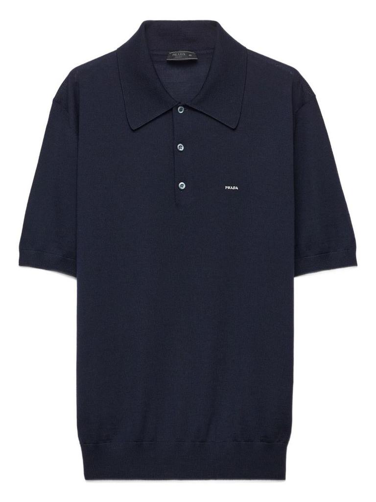 Prada Piqué Polo Shirt with Re-Nylon Details - Polo Shirts - Free