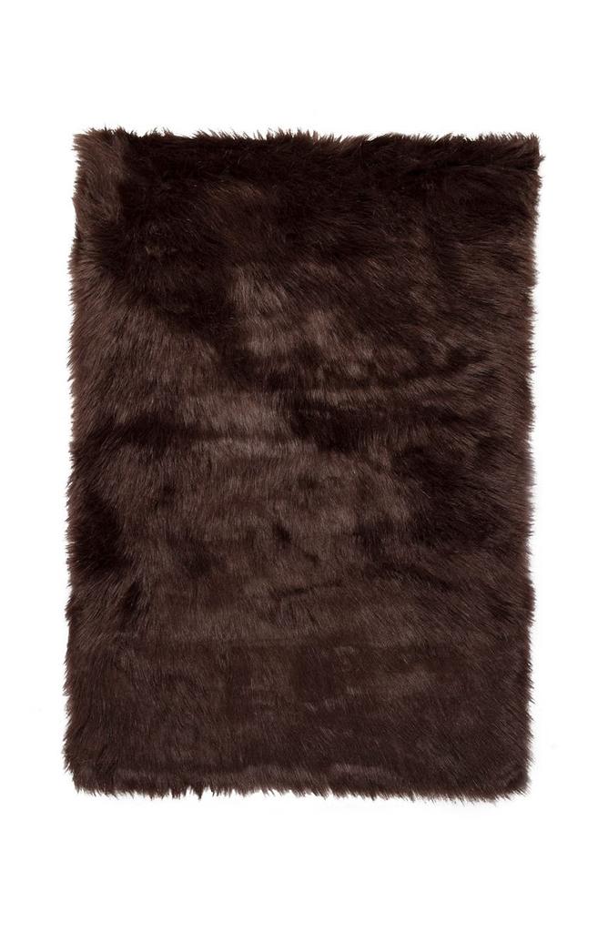 LUXE Faux Fur Hudson Rectangular Rug - 2ft x 3ft - Chocolate