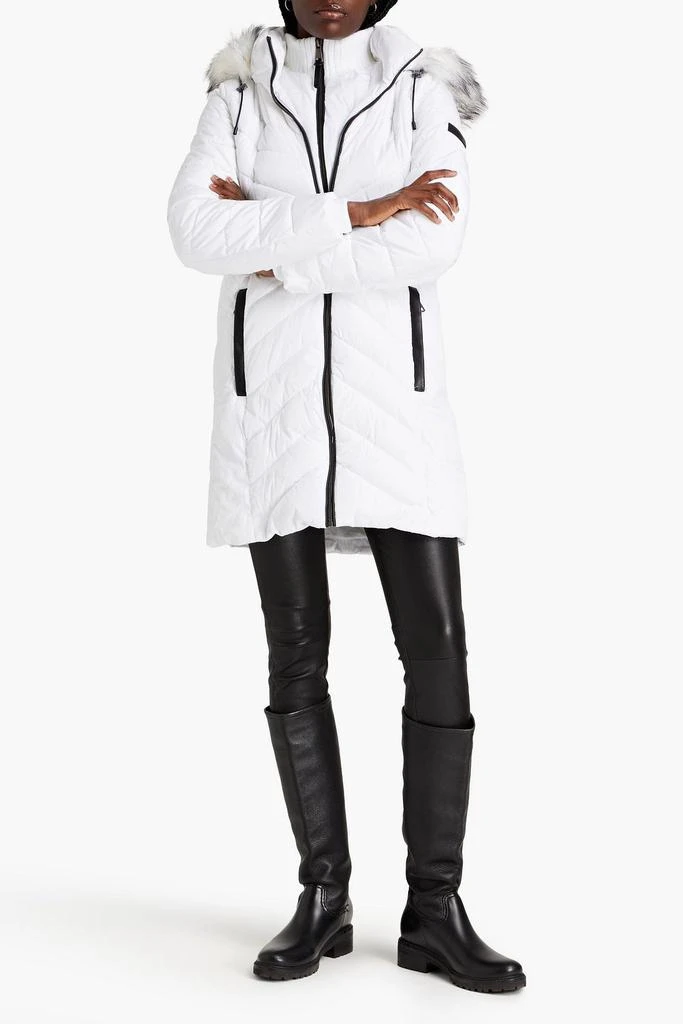 DKNY Faux fur-trimmed quilted shell hooded coat 2