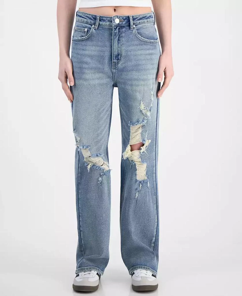 Almost Famous Juniors' Super High Rise Distressed 90s Wide Leg Jeans 3