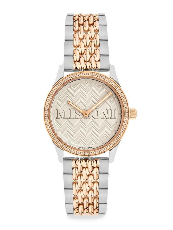 Missoni Chevron Lover IP Two Tone Gold Stainless Steel Bracelet Watch 1