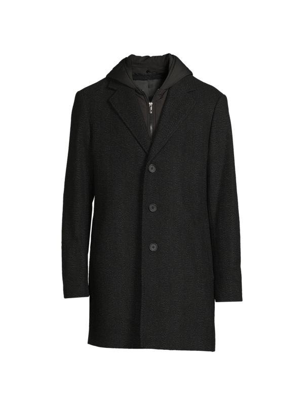Wool Blend Top Coat With Removable Hooded Bib – On Sale Now