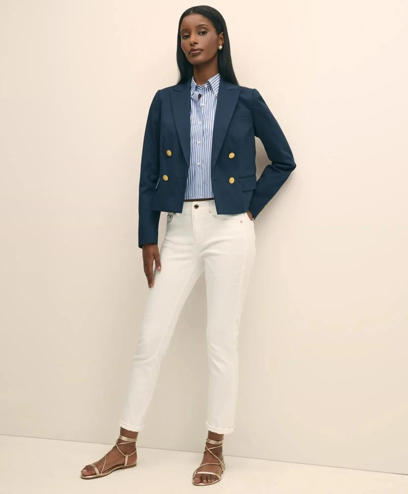 Brooks Brothers Cropped Double-Breasted Blazer in Cotton Faille 1