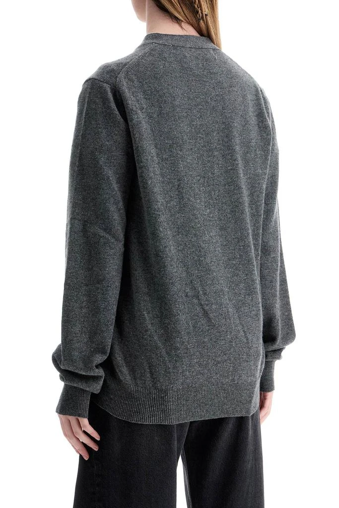 COMME DES GARCONS PLAY cardigan unisex in lana grigio con logo cuore 4