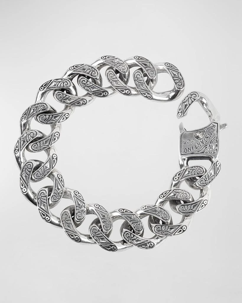 Konstantino Men's Carved Silver Chain Link Bracelet 2