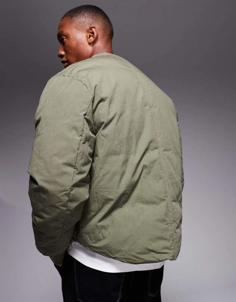 ASOS ASOS DESIGN puffer jacket with concealed pockets and rib cuffs in green 4