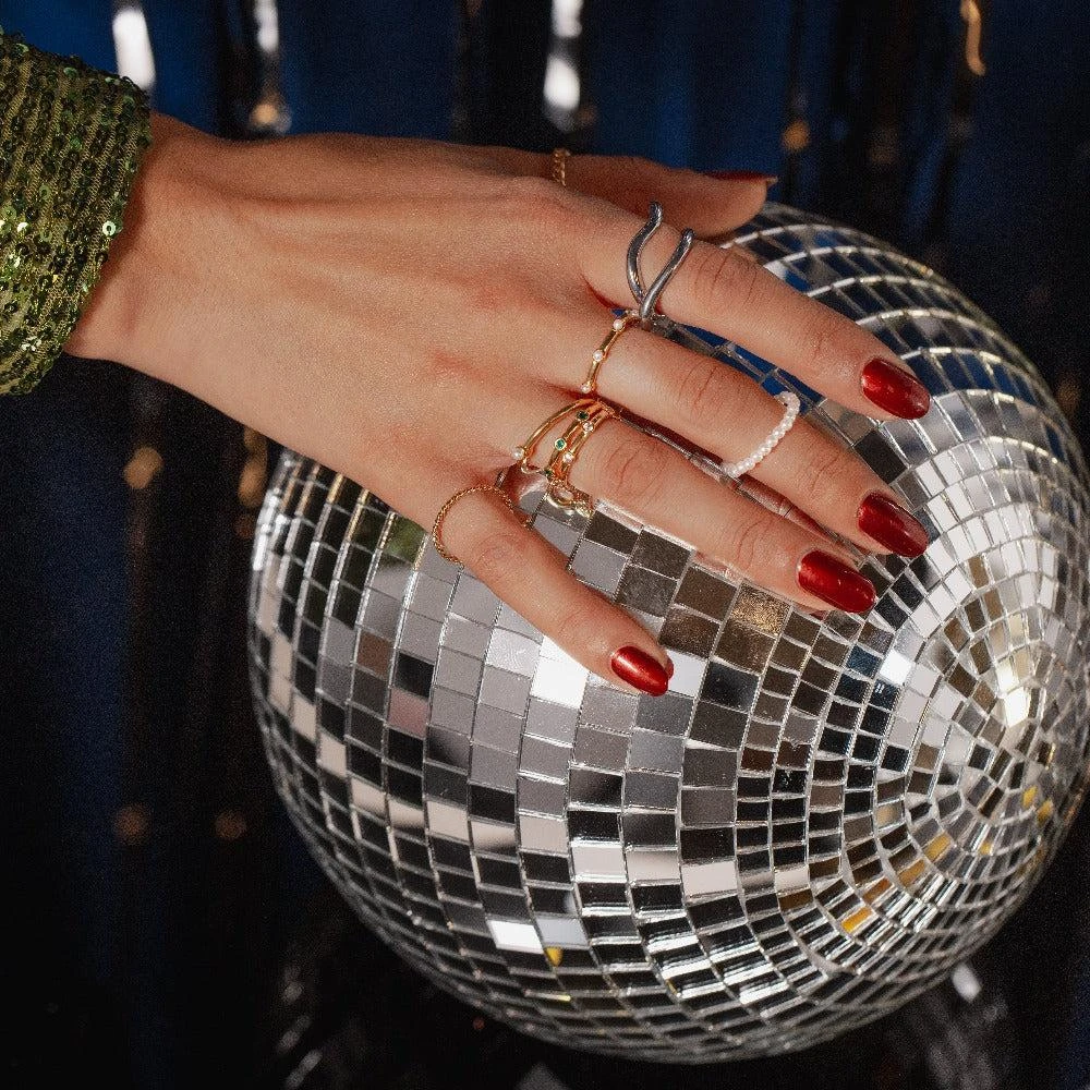 Orelia London Emerald Stationed Crystal Ring S/M 4