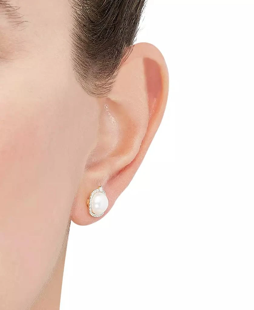 Honora Cultured Freshwater Pearl (7mm) & Diamond (1/6 ct. t.w.) Halo Stud Earrings in 14k Gold 2