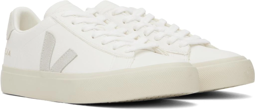 Veja White & Gray Campo Leather Sneakers 4