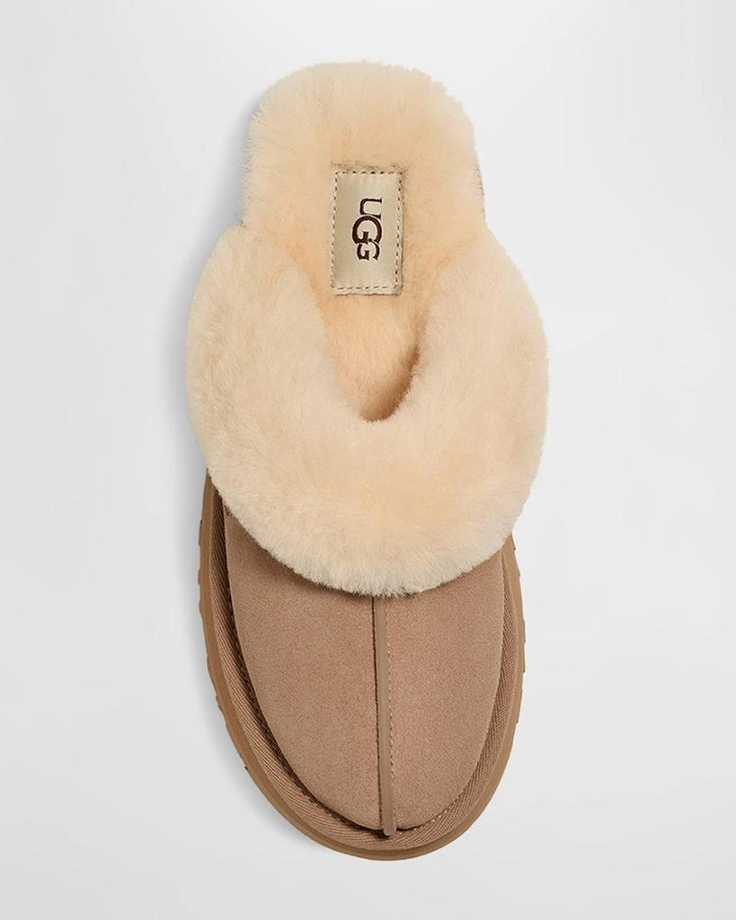 UGG Disquette Suede & Shearling Platform Slippers 5