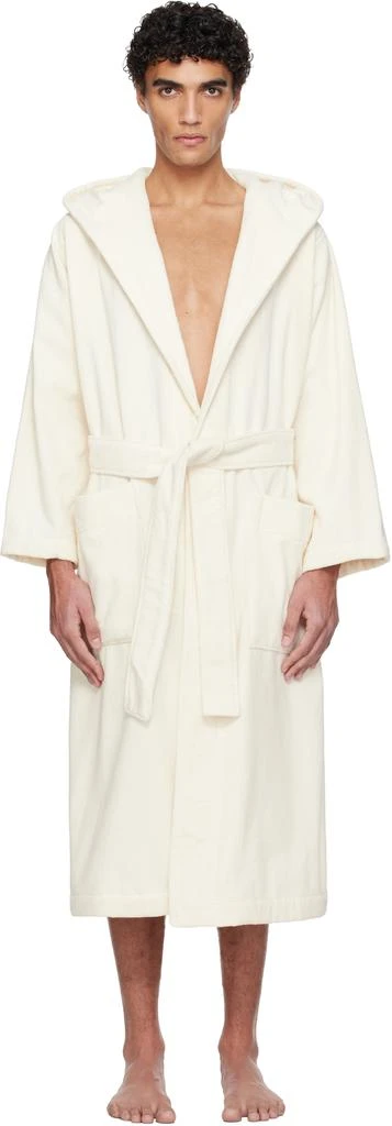 Tekla Off-White Terry Hooded Bathrobe