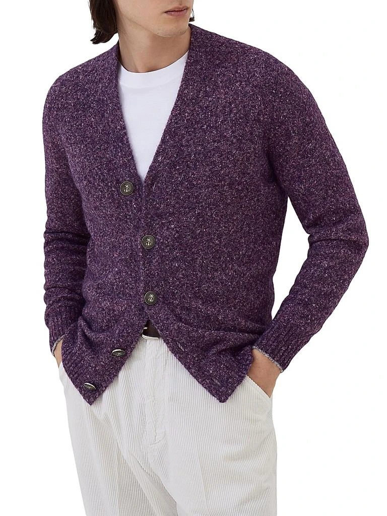 Brunello Cucinelli Flecked Alpaca, Wool, Silk and Cotton Cardigan with Metal Buttons 2