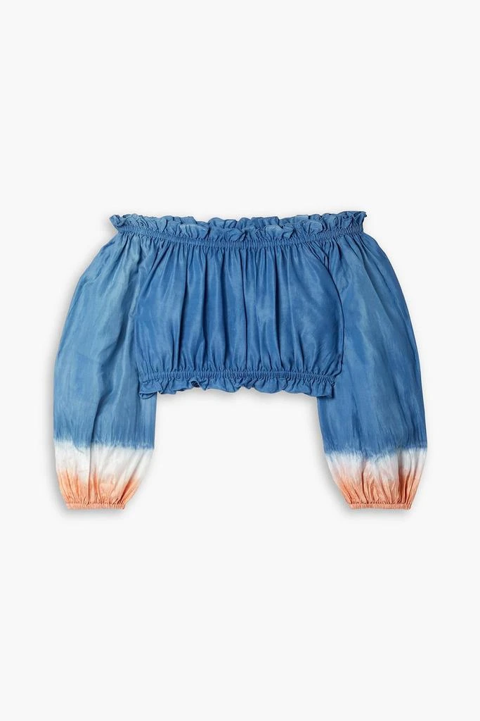 Cara Cara Shelby cropped gathered tie-dyed silk-crepe top 1