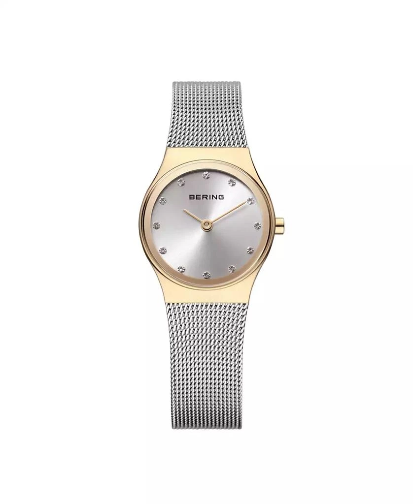 Bering Women's Classic Silver-Tone Stainless Steel Milanese Mesh Bracelet Watch 24 mm with Crystal Necklace Gift Box Set 2