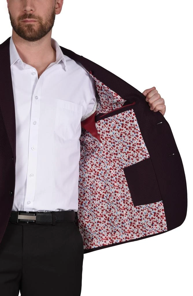 SAVILE ROW CO Burgundy Peak Lapel Slim Fit Blazer 3