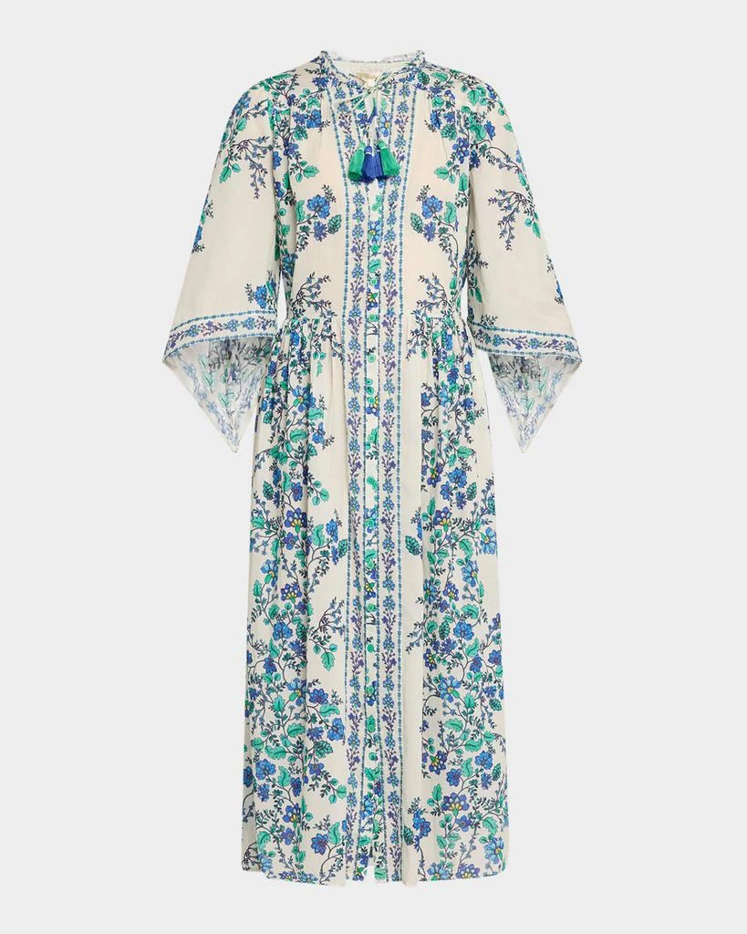 Shoshanna Tie-Sleeve Button-Front Midi Dress 1
