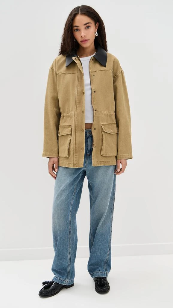 Pixie Market Faux Leather Collar Barn Jacket 4