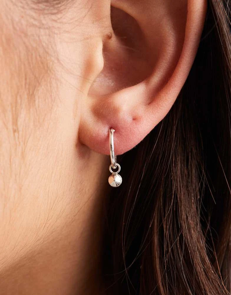 Kingsley Ryan Kingsley Ryan blue gemstone drop hoop earrings in silver 2