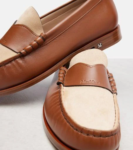 Max Mara Logo leather and suede mocassins 5