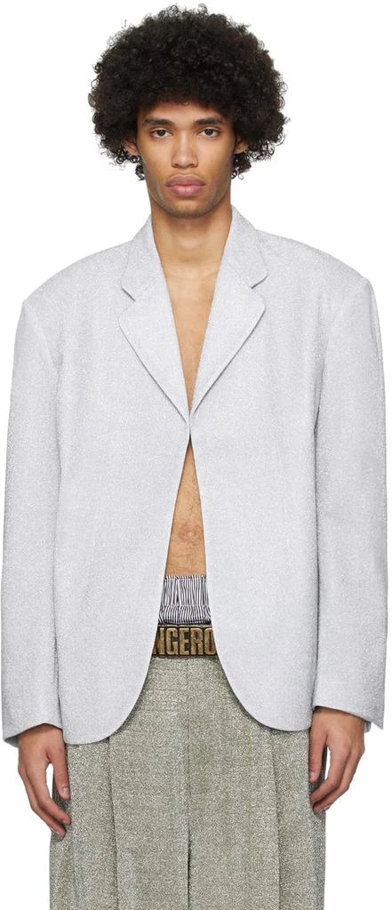 ERL Silver Metallic Blazer 1
