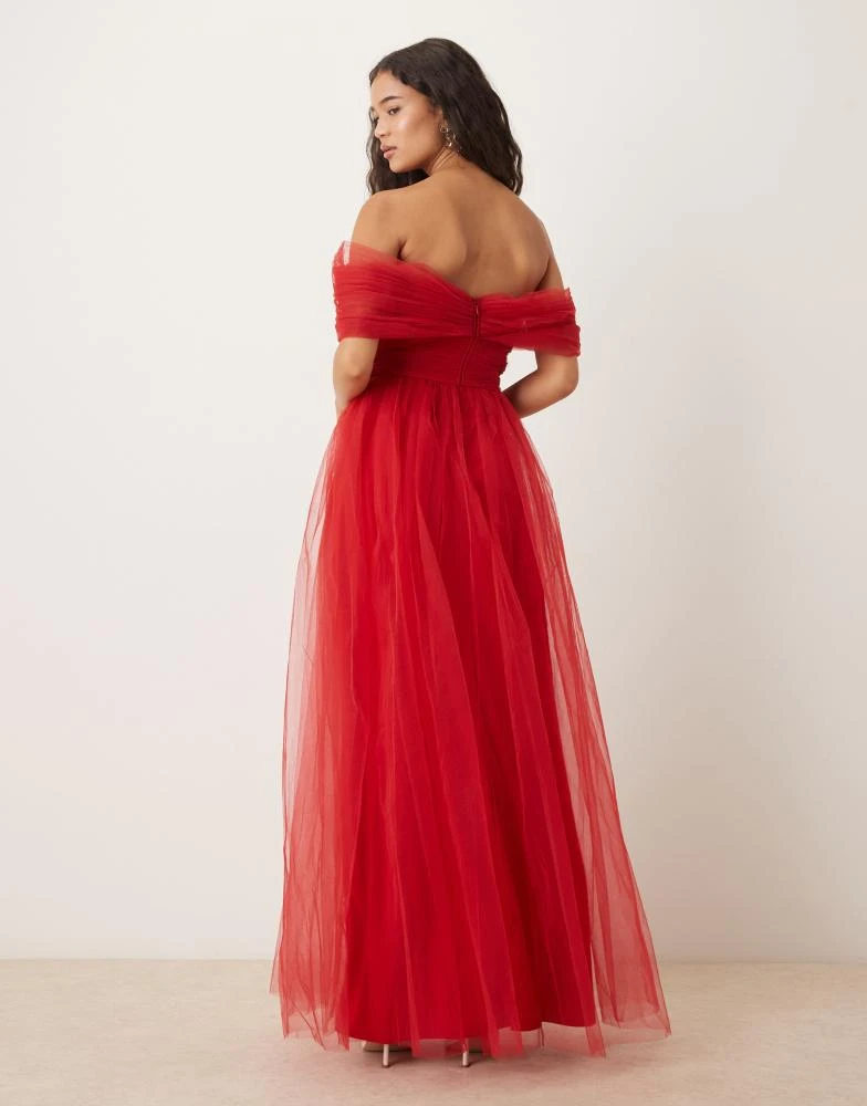 chinese dress ladies Natalia Tulle Maxi Dress in Black and Red Floral