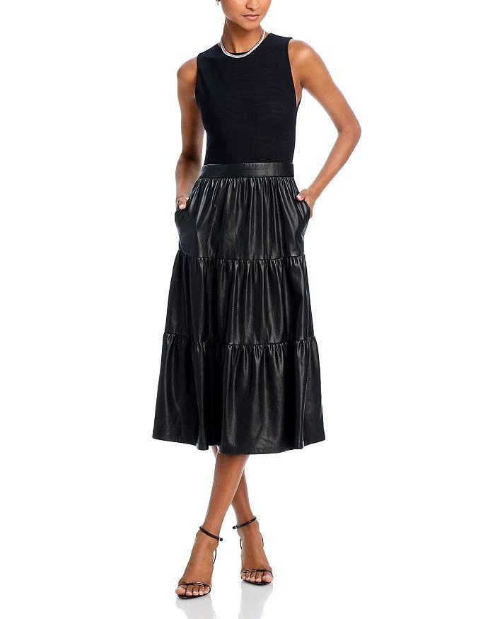 Alice + Olivia Chara Sleeveless Faux Leather Midi Dress 1