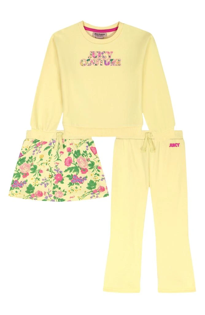 Juicy Couture Juicy Couture Kids' Floral Logo Sweatshirt, Skirt & Leggings Set