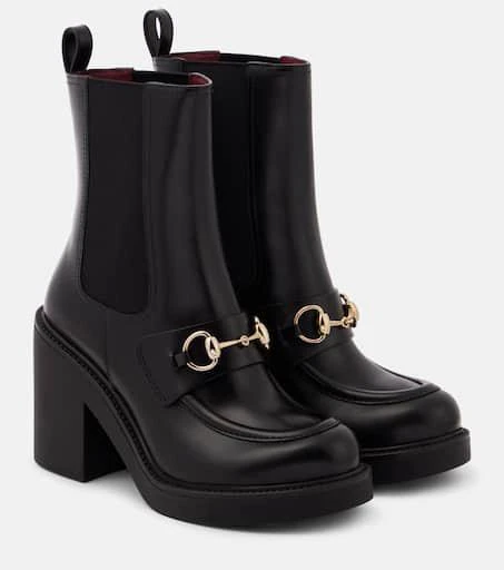 Gucci Horsebit leather platform ankle boots 1