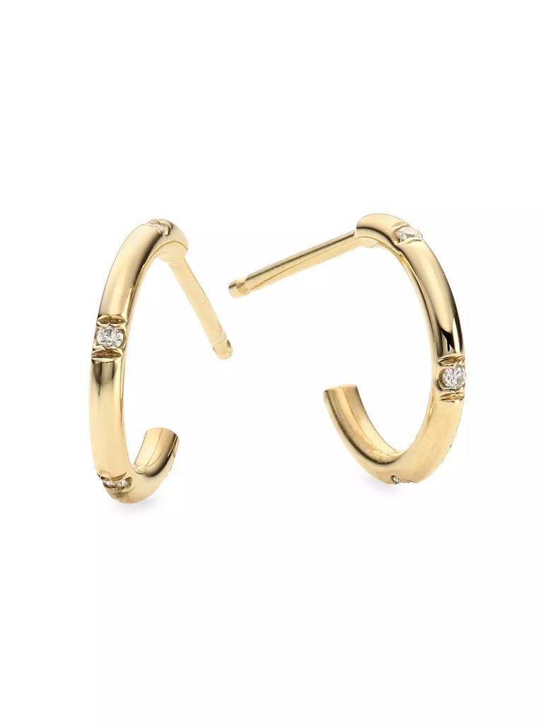 Zoë Chicco 14K Yellow Gold & Diamond Huggie Hoop Earrings