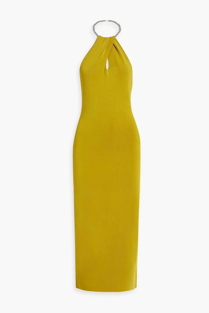 GALVAN  LONDON Cleopatra chain-embellished stretch-knit halterneck midi dress 1