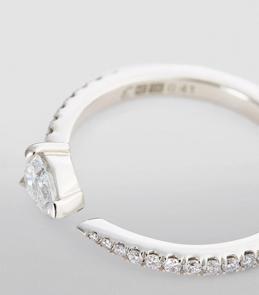 Engelbert White Gold and Diamond Pavé Drop Links Ring 6