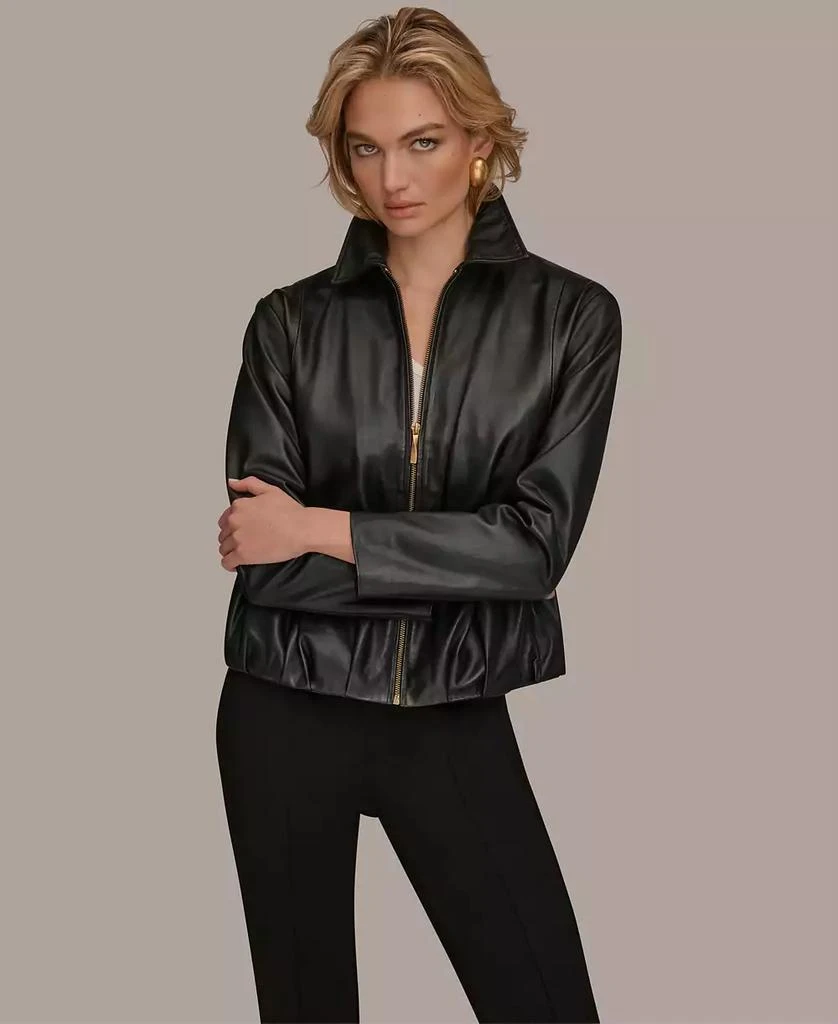 Donna Karan Women
s Leather Bomber Jacket 5