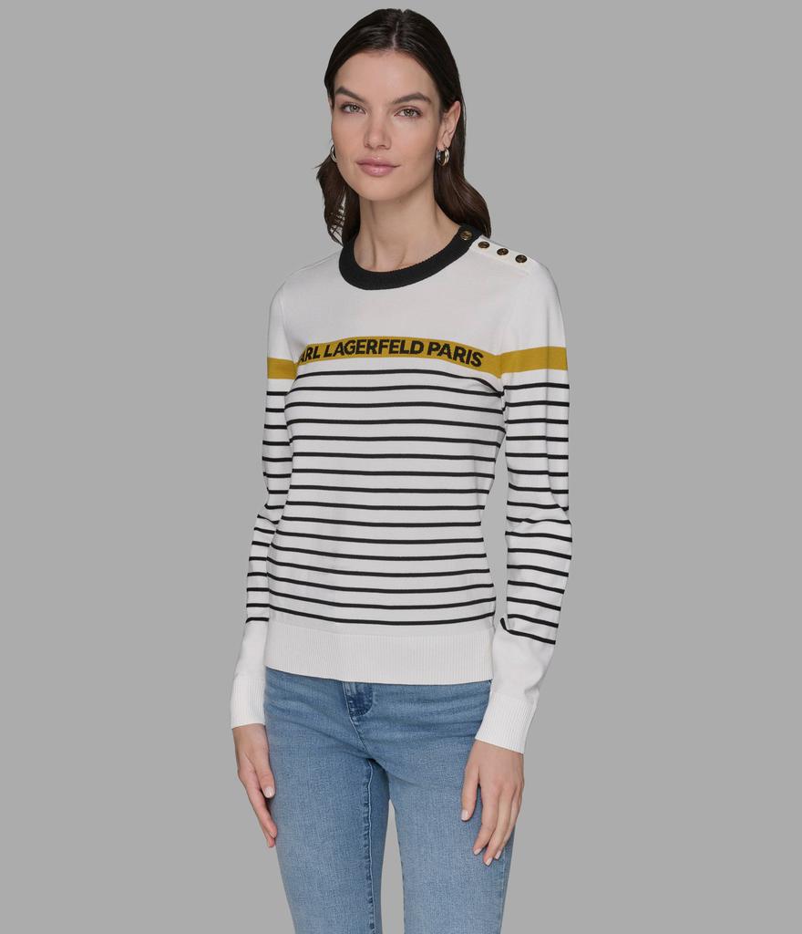 Karl Lagerfeld Paris STRIPED LOGO SWEATER