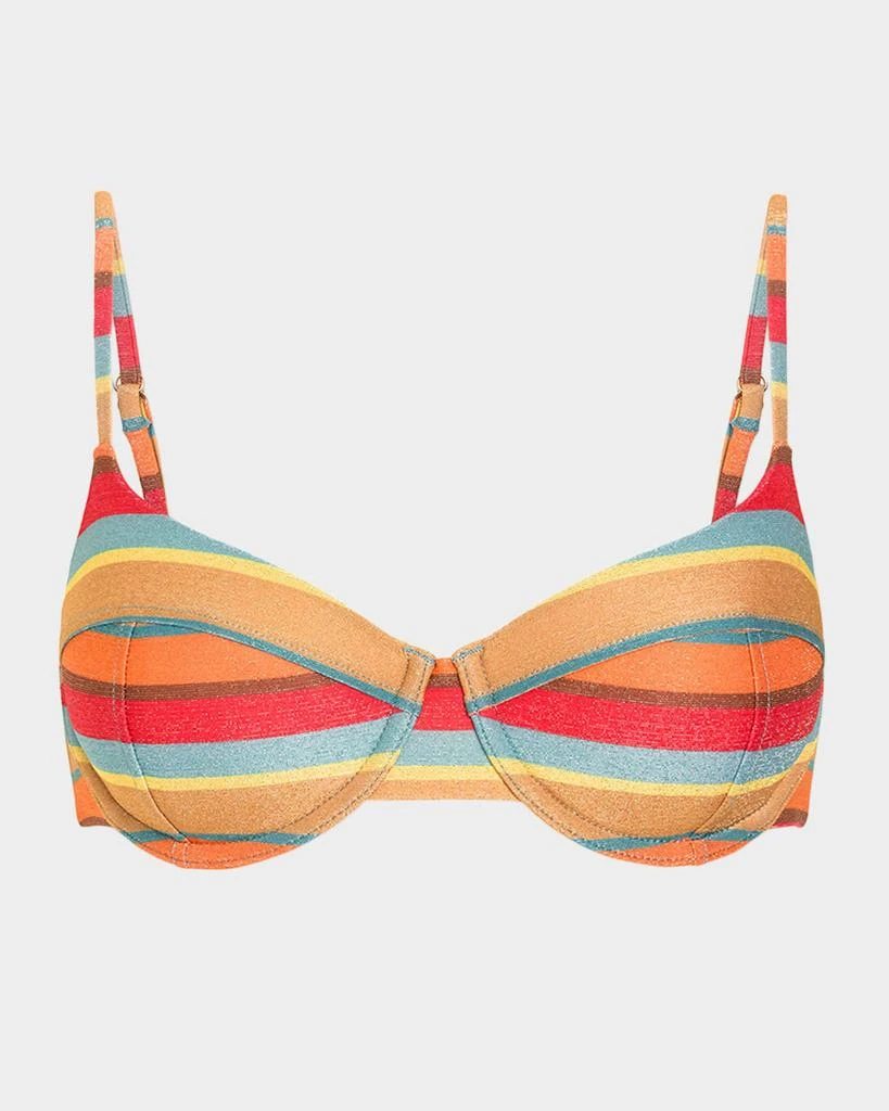 Ramy Brook Mona Glitter Striped Bikini Top