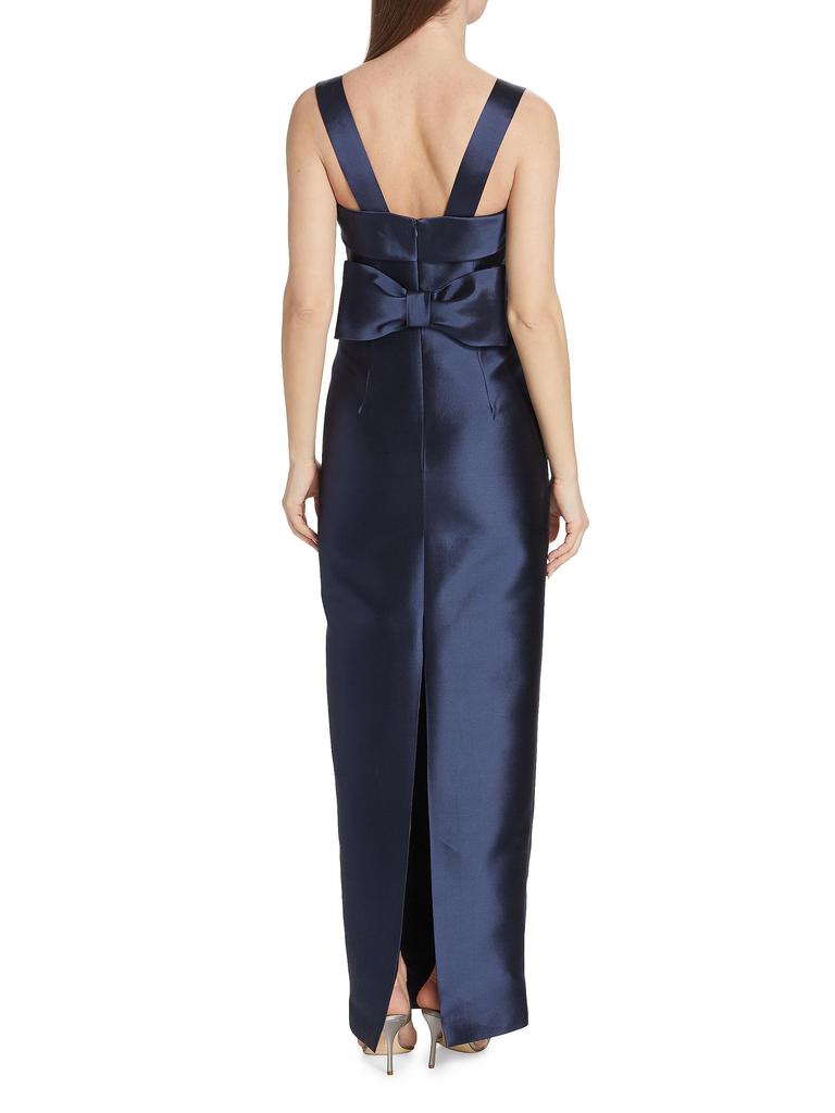 Alexia María Brigitte Bow-Embellished Column Gown